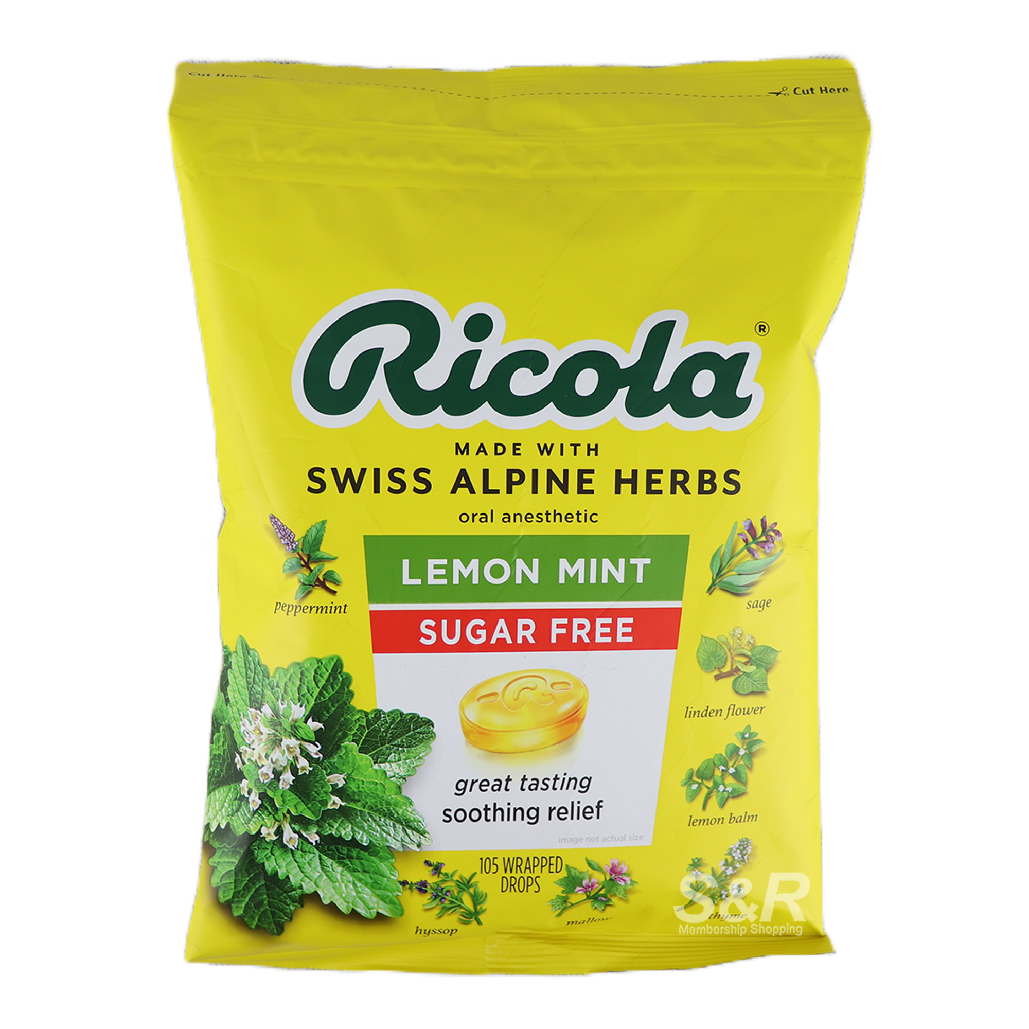 Ricola Lemon Mint Sugar Free Drops 105pcs